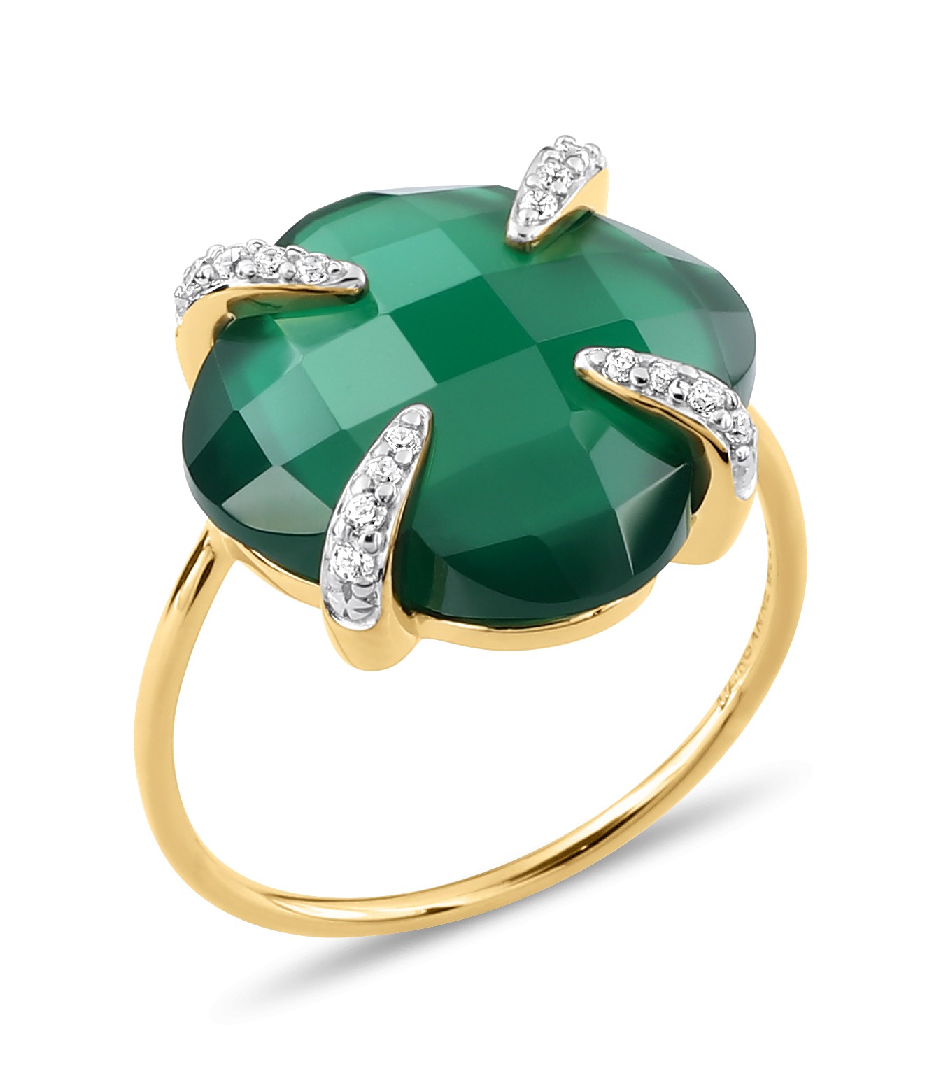22K Gold Ring For Women with Cz & Green Stone - 235-GR7873 in 3.050 Grams